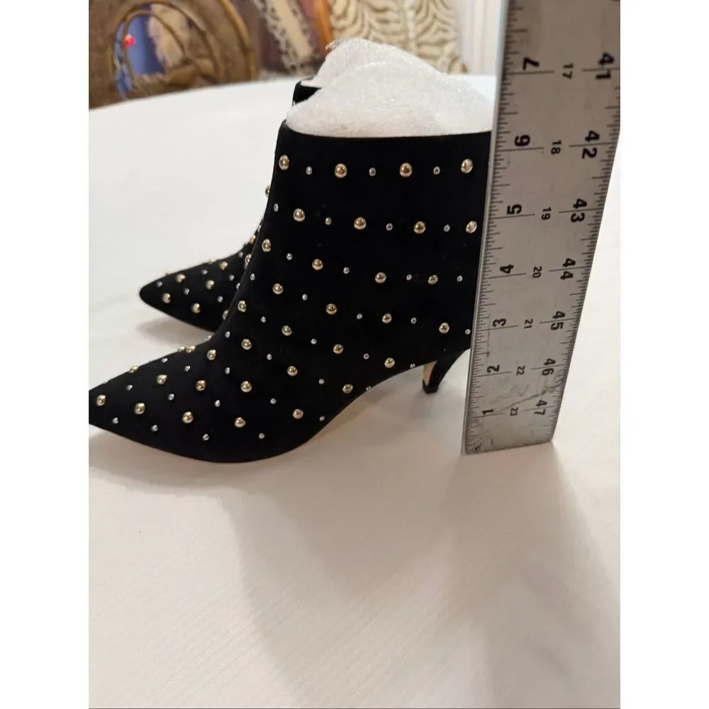 Kate Spade Starr Studded Beaded Black Ankle Boots Booties Women's Size 5 M
